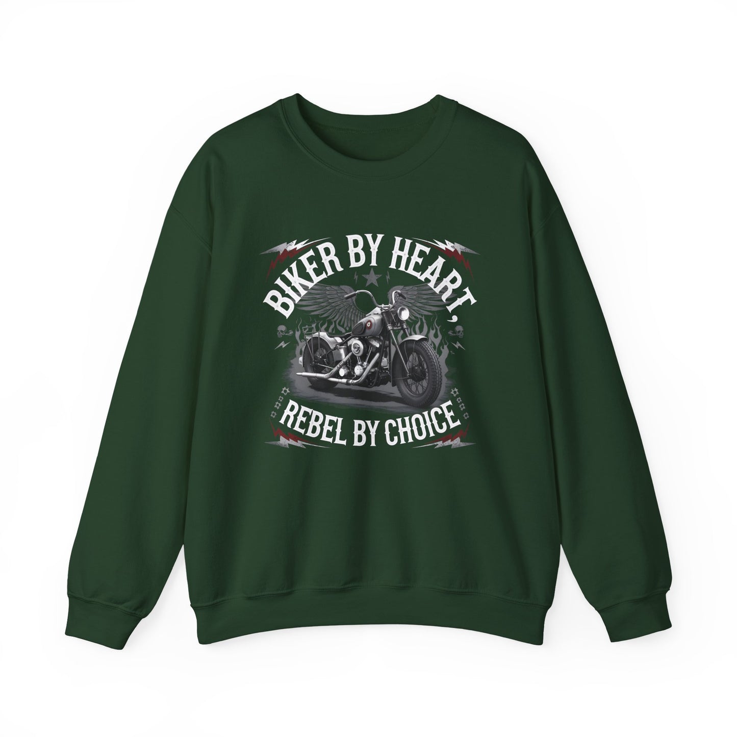 Biker By Heart Rebel By Choice Crewneck Sweatshirt