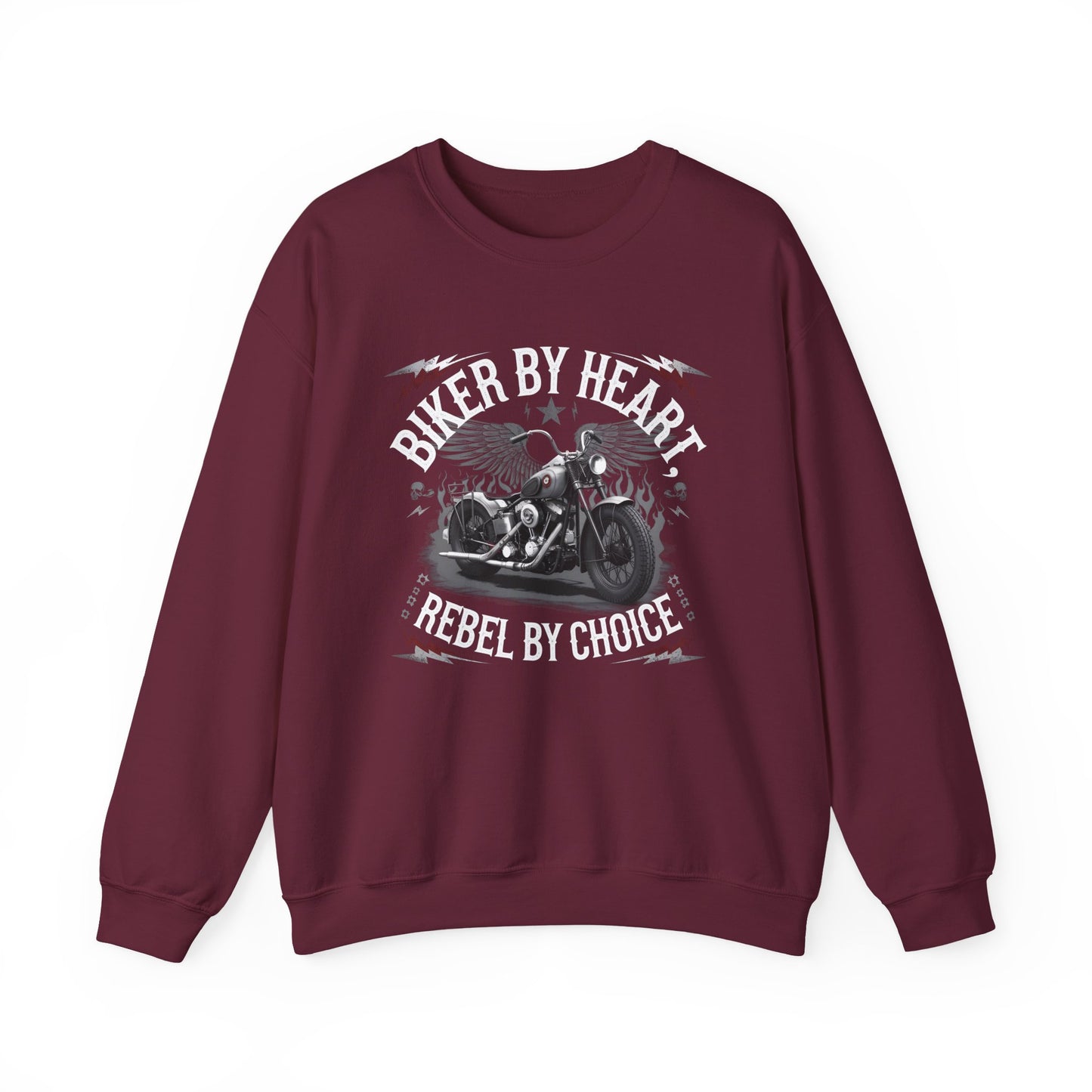 Biker By Heart Rebel By Choice Crewneck Sweatshirt
