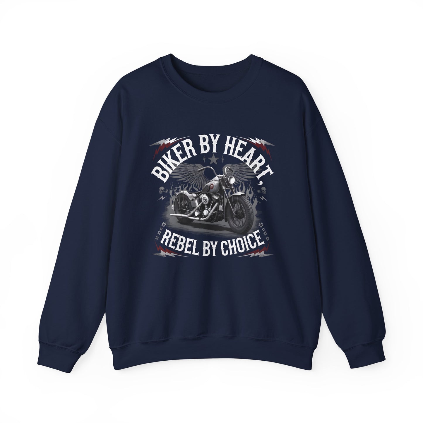 Biker By Heart Rebel By Choice Crewneck Sweatshirt