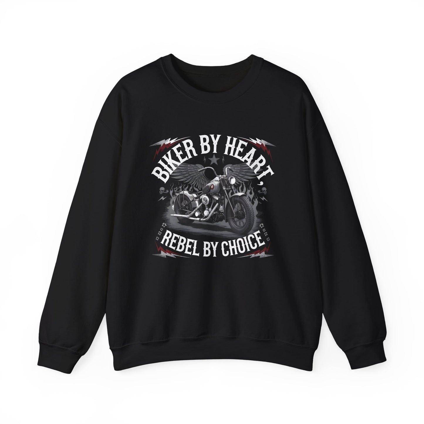 Biker By Heart Rebel By Choice Crewneck Sweatshirt