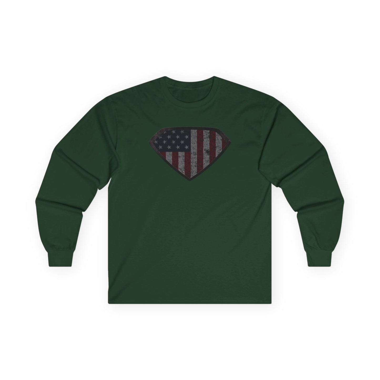 Grungy Super US Flag Long Sleeve Tee