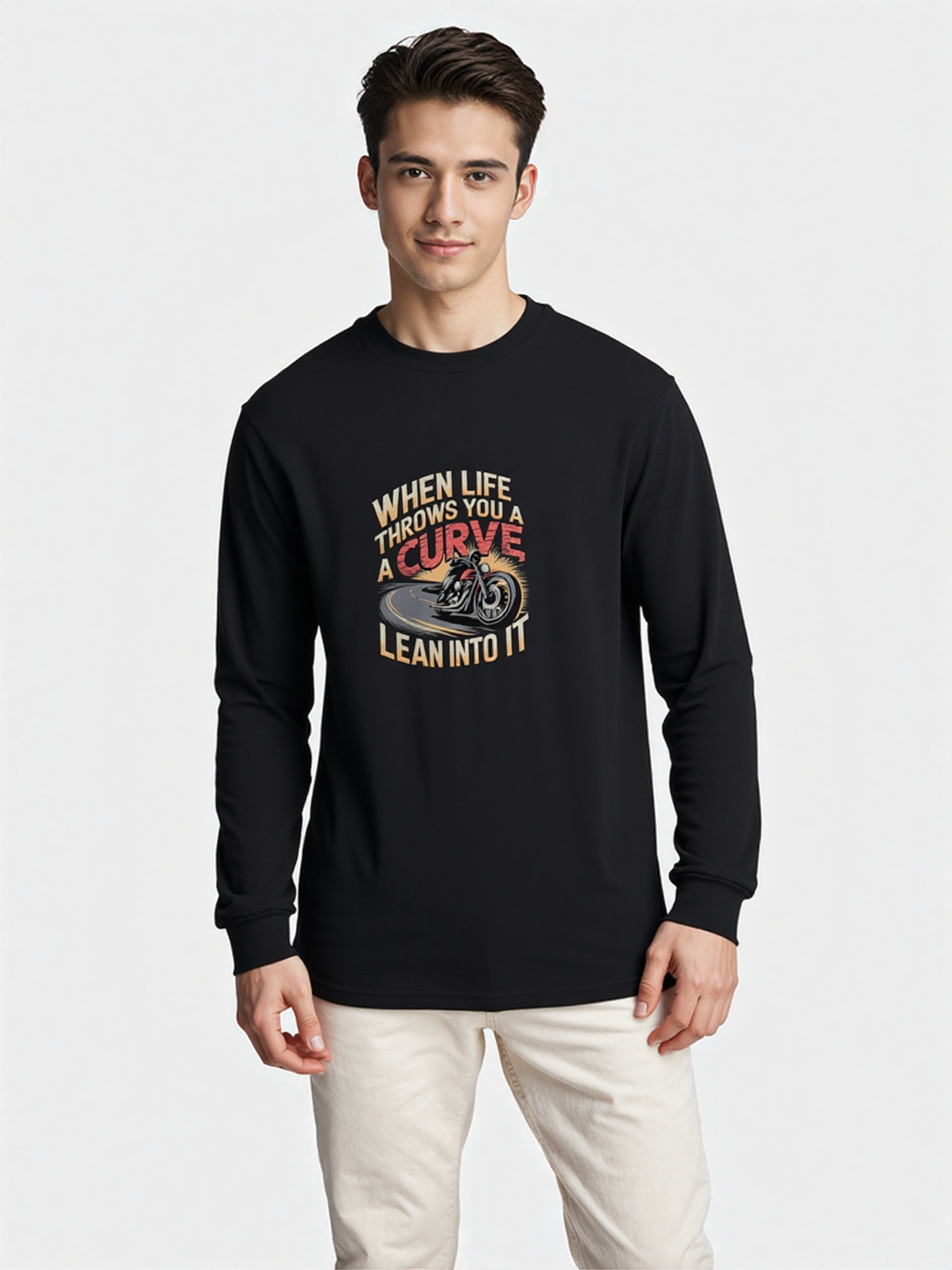 When Life Throws You A Curve Lean Into It Long Sleeve Tee