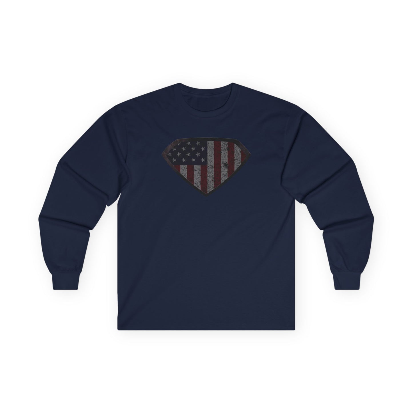 Grungy Super US Flag Long Sleeve Tee