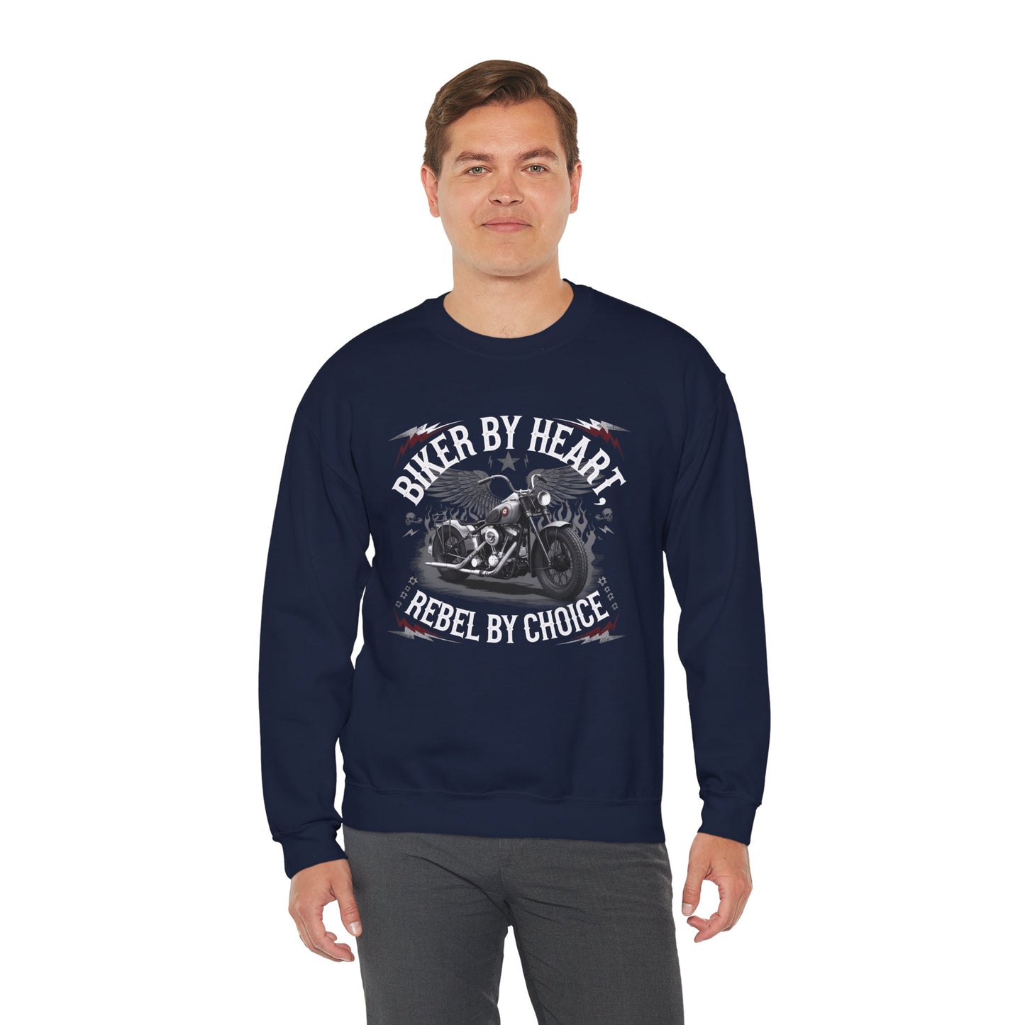 Biker By Heart Rebel By Choice Crewneck Sweatshirt