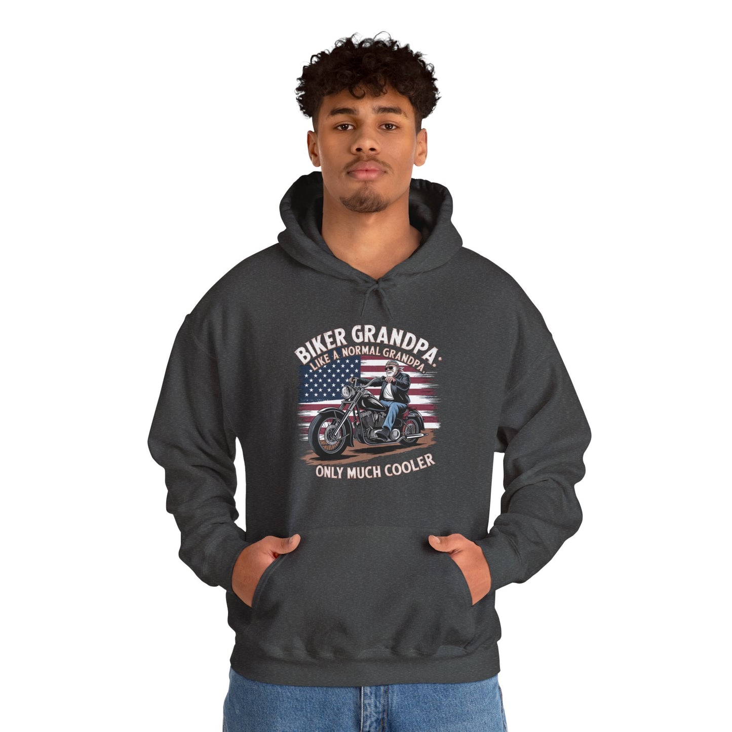 Biker Grandpa Like A Normal Grandpa Only Much Cooler Hooded Sweatshirt