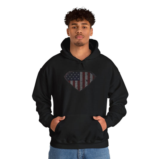 Grungy Super US Flag Hooded Sweatshirt