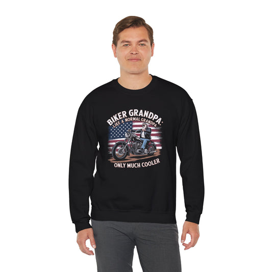 Biker Grandpa Like A Normal Grandpa Only Much Cooler Crewneck Sweatshirt