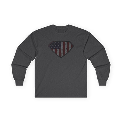 Grungy Super US Flag Long Sleeve Tee