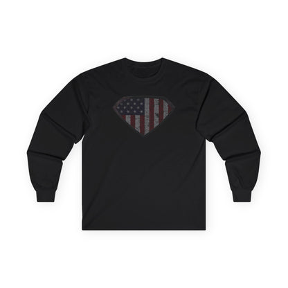 Grungy Super US Flag Long Sleeve Tee