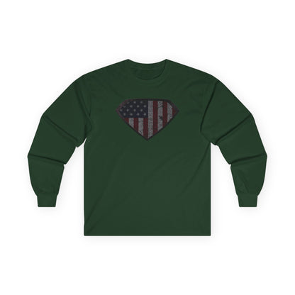 Grungy Super US Flag Long Sleeve Tee