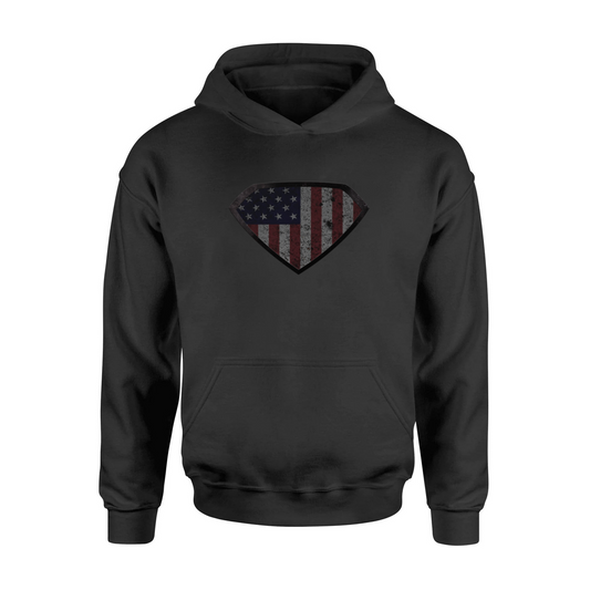 Grungy Super US Flag Hooded Sweatshirt