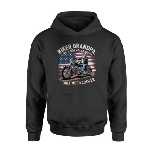 Biker Grandpa Like A Normal Grandpa Only Much Cooler Hooded Sweatshirt