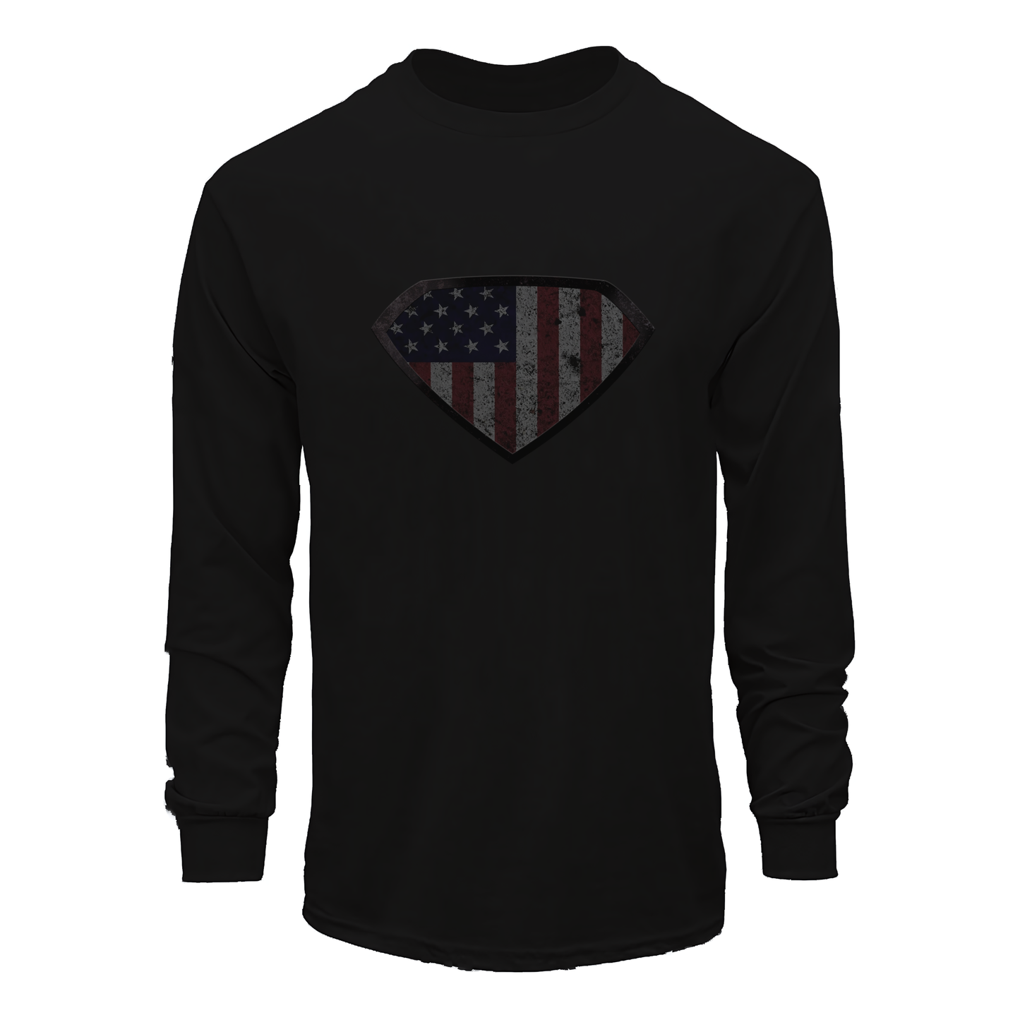 Grungy Super US Flag Long Sleeve Tee