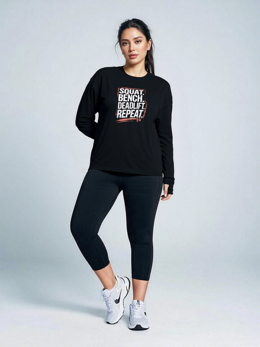 Squat Bench Deadlift Repeat Long Sleeve Tee