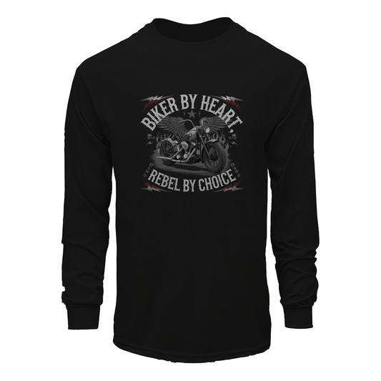 Biker By Heart Rebel By Choice Long Sleeve Tee