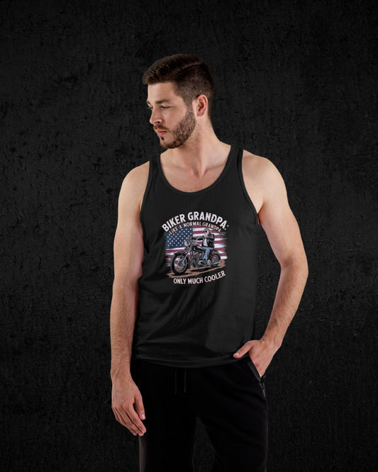 Biker Grandpa Like A Normal Grandpa Only Much Cooler Jersey Tank