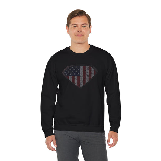 Grungy Super US Flag Crewneck Sweatshirt