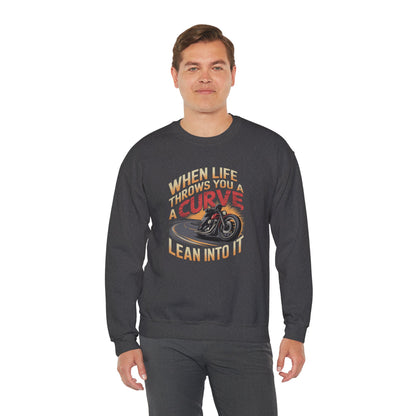 When Life Throws You A Curve Lean Into It Crewneck Sweatshirt