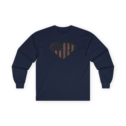 Grungy Super US Flag Long Sleeve Tee